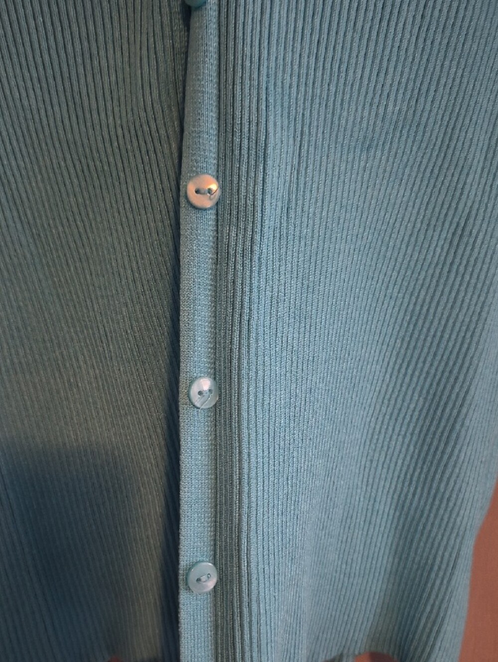 Primark Turquoise Ribbed V‑Neck Button Front Cardigan - Picture 4 of 7